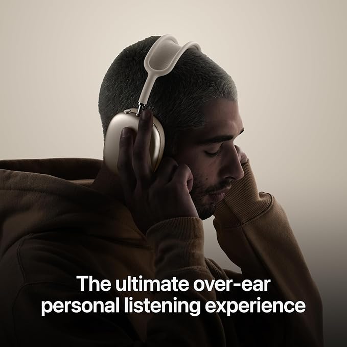 AirPods Max™ – Wireless Over-Ear Headphones with Bluetooth 5.0, Active Noise Cancellation, Spatial Audio, 20H Battery Life, Fast Charging via USB-C, On-Device Controls, Built-in Mic | iOS & Android Compatible | Free Buds | 1 year Warranty