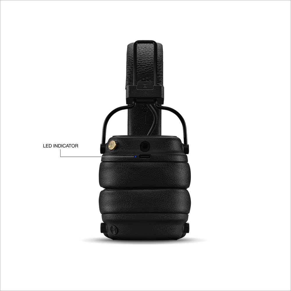 Marshall Major V – Wireless Bluetooth Headphones with Iconic Marshall Design, Custom-Tuned 40mm Drivers, 100+ Hour Battery Life, Fast Charging, Dual Mic for Calls, Foldable Travel-Friendly Build | Premium Sound | 1-Year Warranty | 14-Day Easy Returns