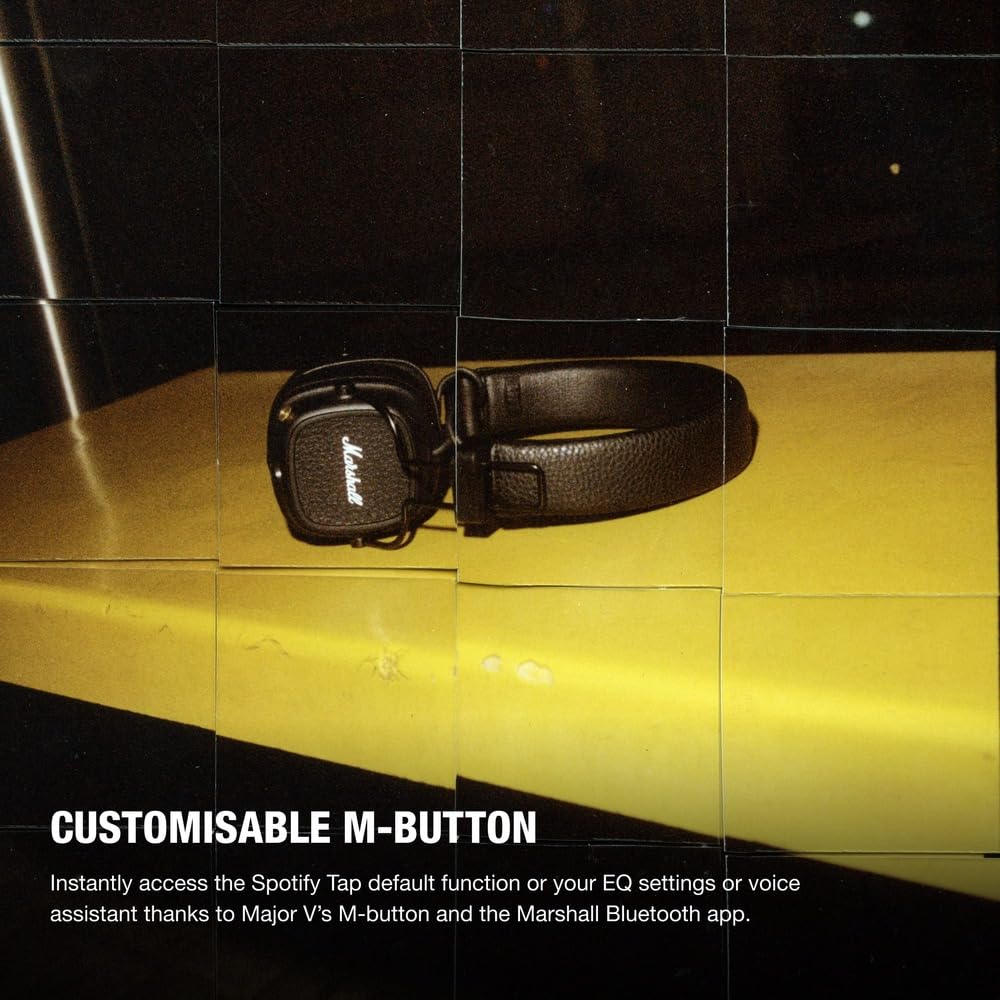 Marshall Major V – Wireless Bluetooth Headphones with Iconic Marshall Design, Custom-Tuned 40mm Drivers, 100+ Hour Battery Life, Fast Charging, Dual Mic for Calls, Foldable Travel-Friendly Build | Premium Sound | 1-Year Warranty | 14-Day Easy Returns